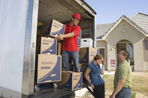 Packed household items ready for a move in Osidge