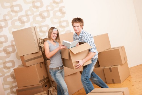 Moving van and boxes on a residential street in Osidge